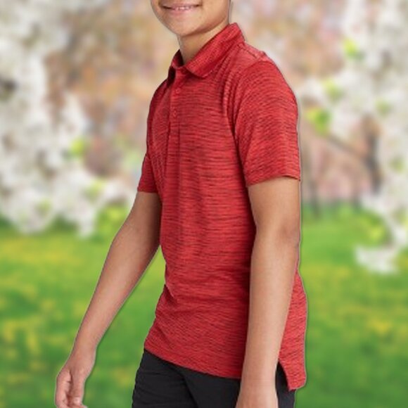 NWT Red Striped Golf Polo Shirt - Boys Size L (12/14) - All in Motion T-Shirts - Picture 2 of 3